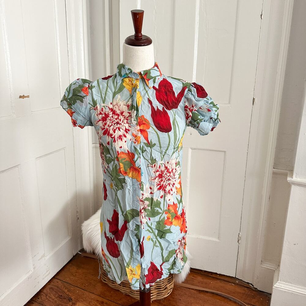 Alice + Olivia Floral Puff Sleeve Mini Dress Size XS